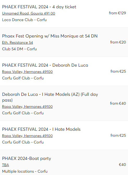 Phaex Festival - Ticket information