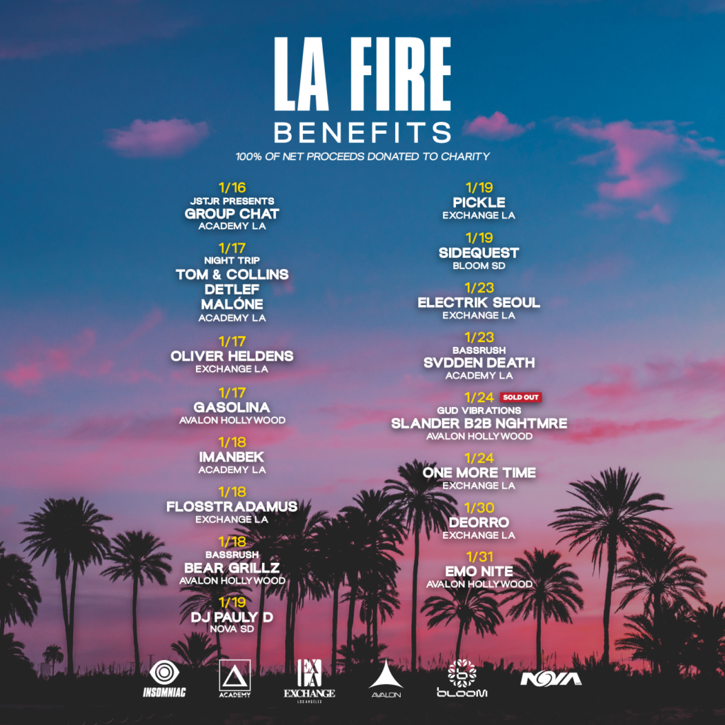 Insomniac LA Fire Benefit Shows