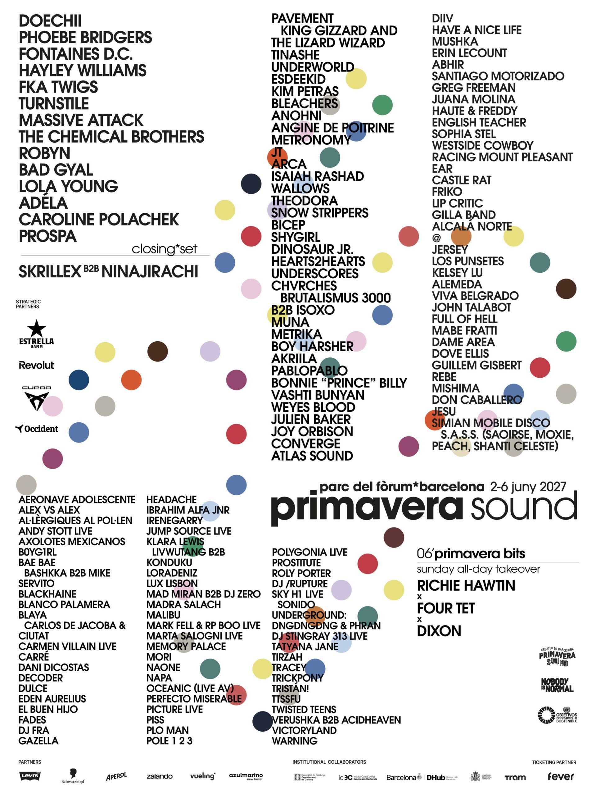 Primavera Sound 2027 lineup poster